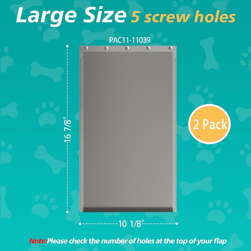 MOLYLY 2PACK Large Dog Door Replacement Flaps with Screws - Pet Door Replacement Flap Compatible with Petsafe Freedom Doggie Doors Replacement Flaps PAC11-11039 10 1/8" X 16 7/8", Flexible, No Warped - Image 2